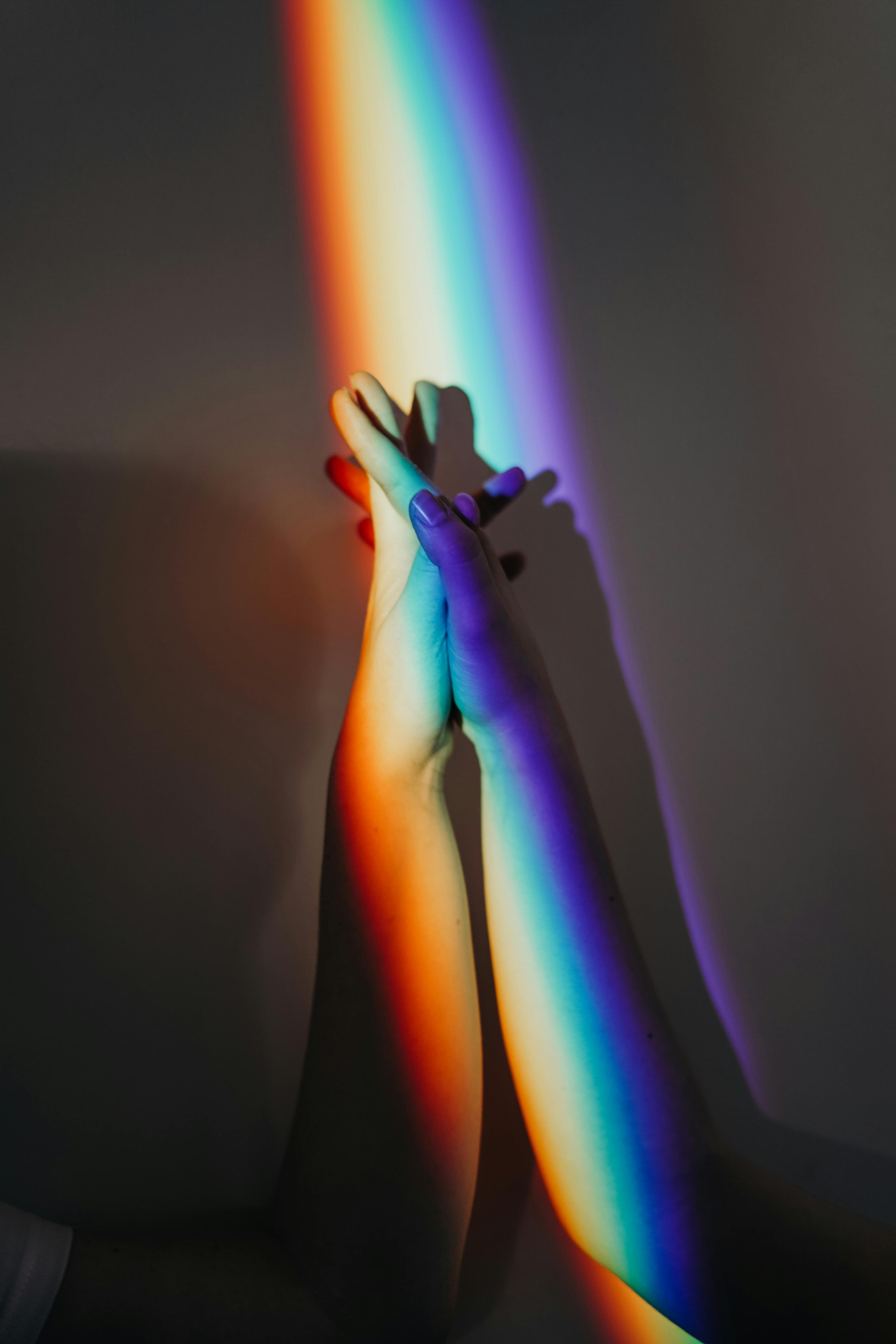 A person's hands holding a rainbow colored object